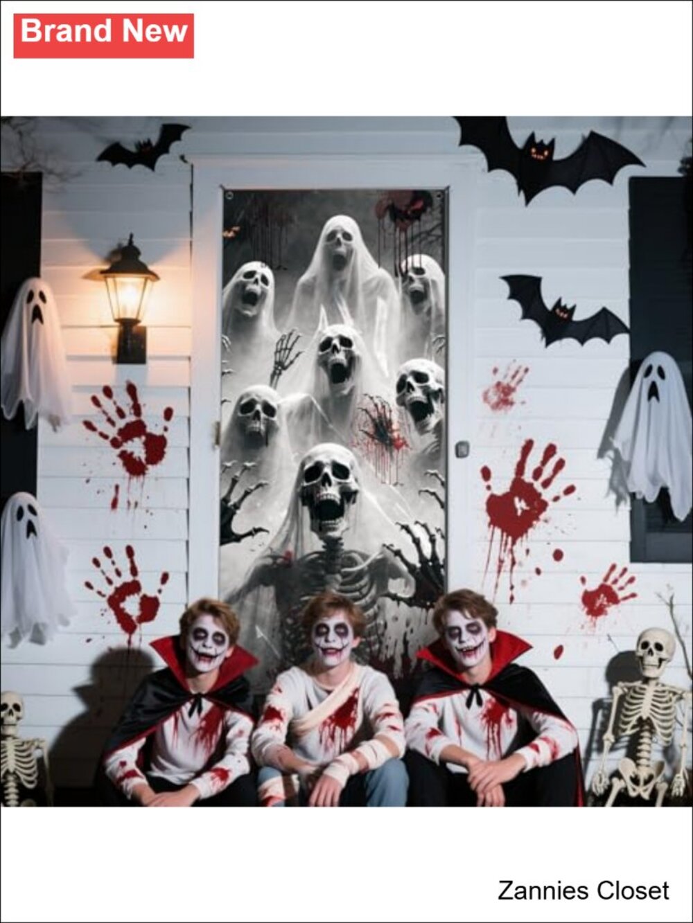 👻 Large Halloween Skeleton Zombie Door Cover Banner 79x35 Inch Decor - Picture 5 of 6